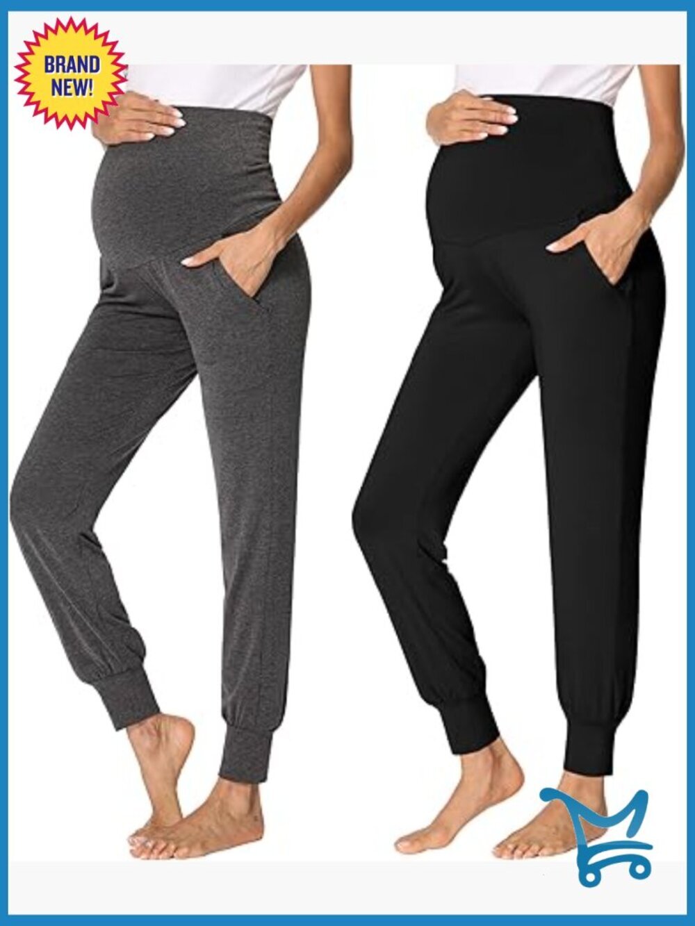 Maternity Joggers Over The Belly Lounge Pajamas Pants with Pockets Soft Stretchy